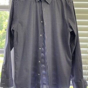 Banana Republic navy and White Casual Button Down Shirt
